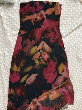 Miss Selfridge Strapless Floral Midi Dress and Scarf - US 6